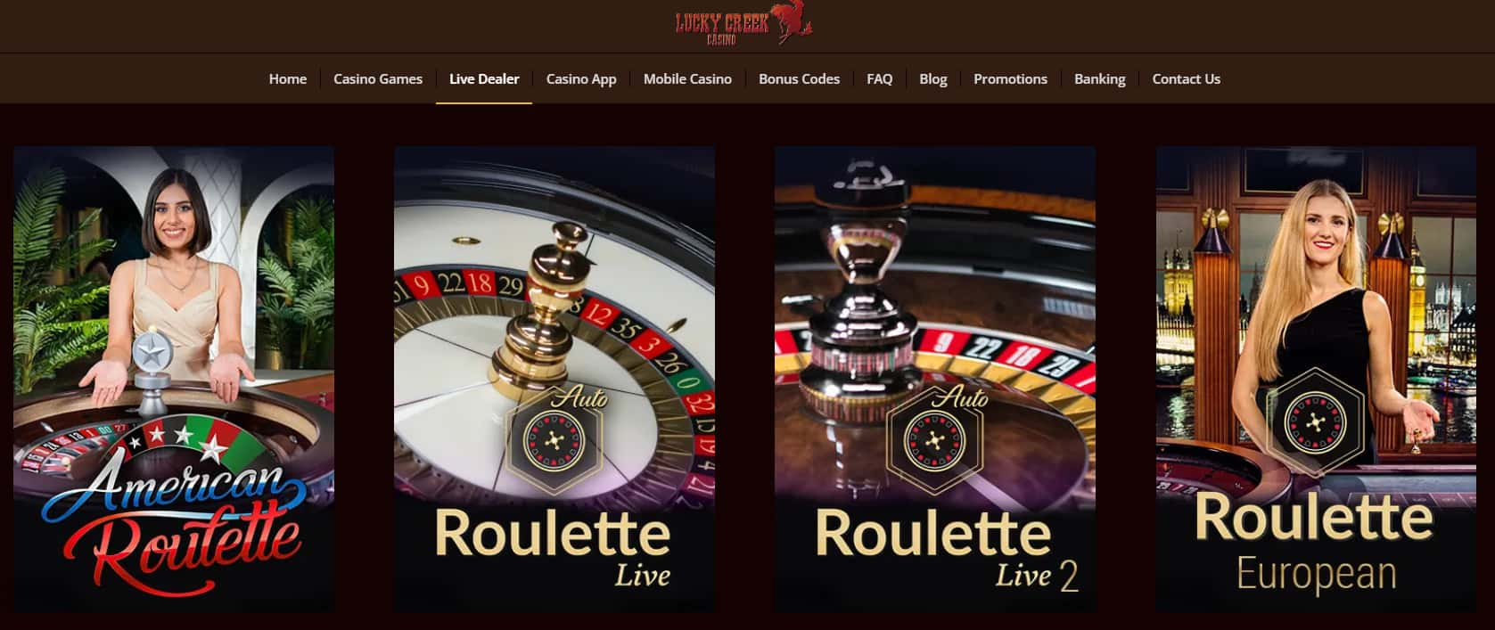 Lucky Creek live roulette options