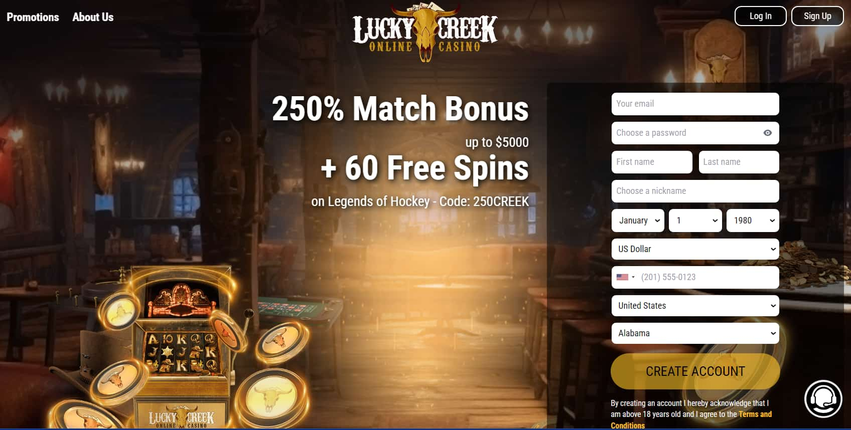 Lucky Creek welcome offer