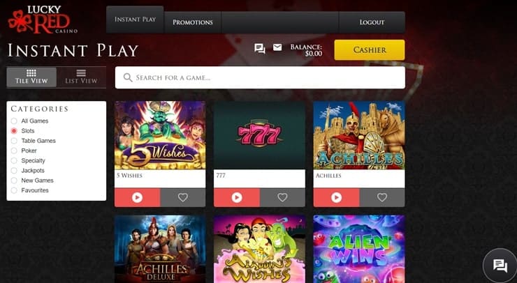 Lucky Red credit card casino online 