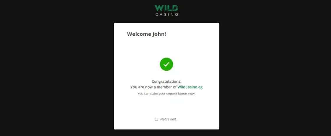 Wild Casino verification form