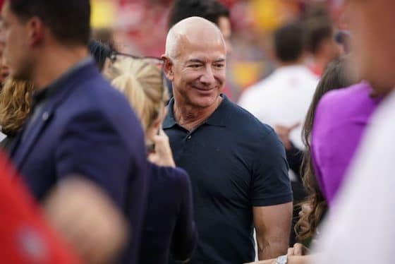 Amazon executive chairman Jeff Bezos in attendance before the Kansas City Chiefs.