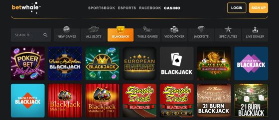 best online blackjack casinos - BetWhale casino blackjack games section