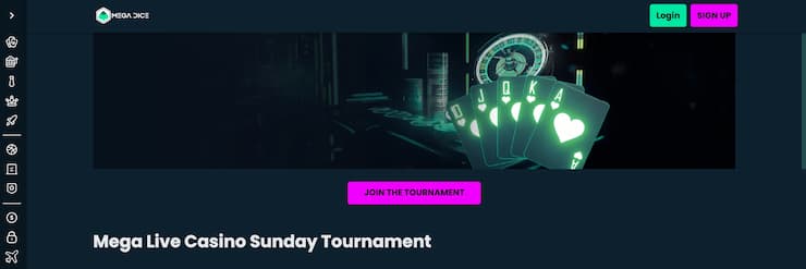 Mega Dice Live Casino Sundays - onsite promos and rewards