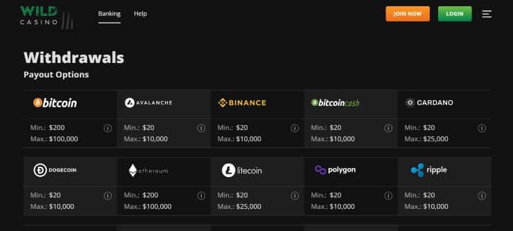 Wild Casino Payout Methods