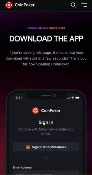 download the Coinpoker app