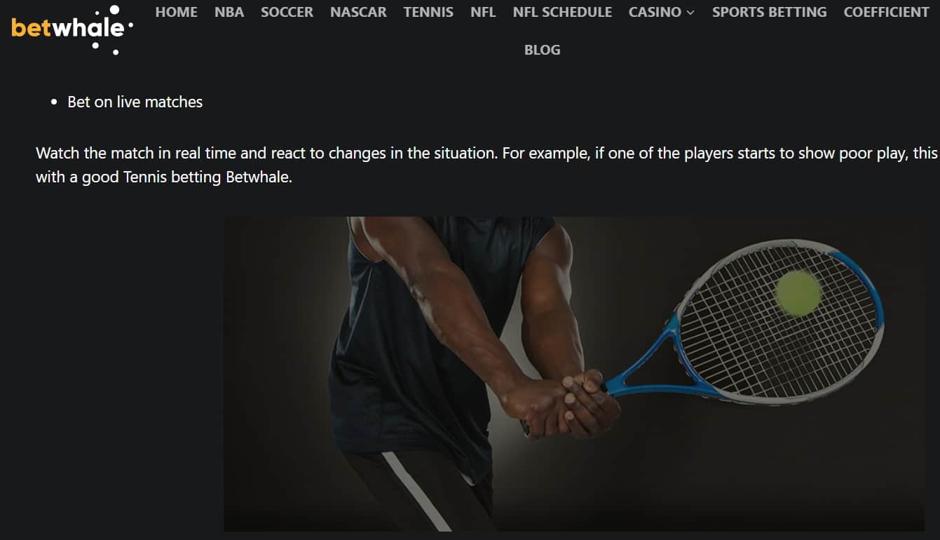 US Open Tennis Betting Sites - BetWhale tennis live betting section