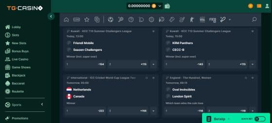 tether betting odds at TG.Casino