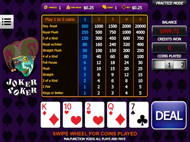 Joker Poker video poker game