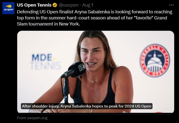 women’s us open tennis sabalenka twitter