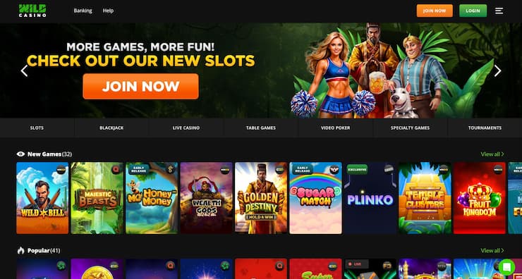 Wild Casino homepage - the best Utah online casino