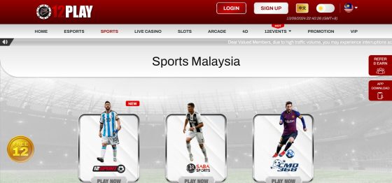 12Play top online betting Malaysia platform