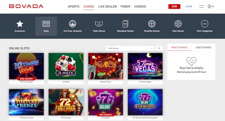 Bovada homepage - one of the best Utah online casinos