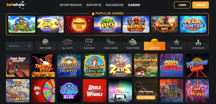 top Vanilla Visa casinos - BetWhale homepage 