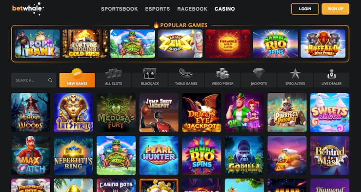 BetWhale homepage - one of the best onnline casinos in Utah