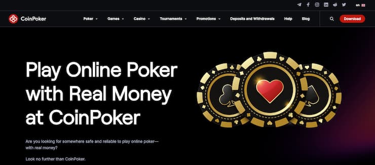 CoinPoker homepage - one of the best Illinois online casinos