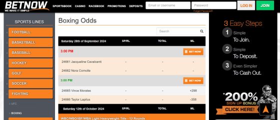 Betnow - one of the best boxing sportsbooks