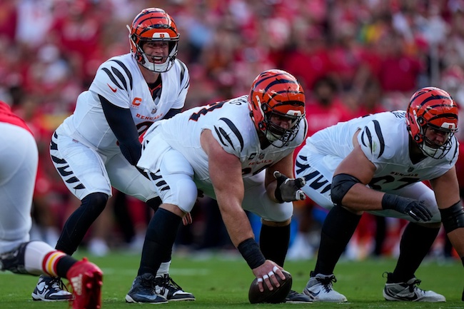 Cincinnati Bengals quarterback Joe Burrow (9) stands under center in the second quarter of the NFL Week 2 game.