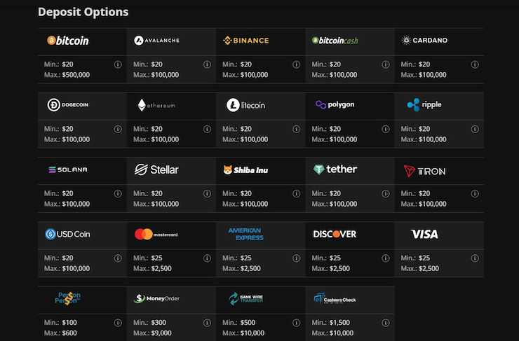 Wild Casino payment methods