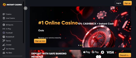 Instant Casino homepage