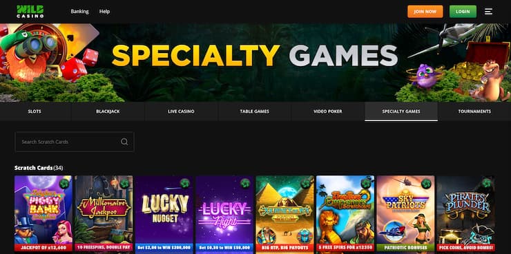 Wild Casino games list