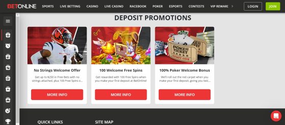 BetOnline deposit promotions