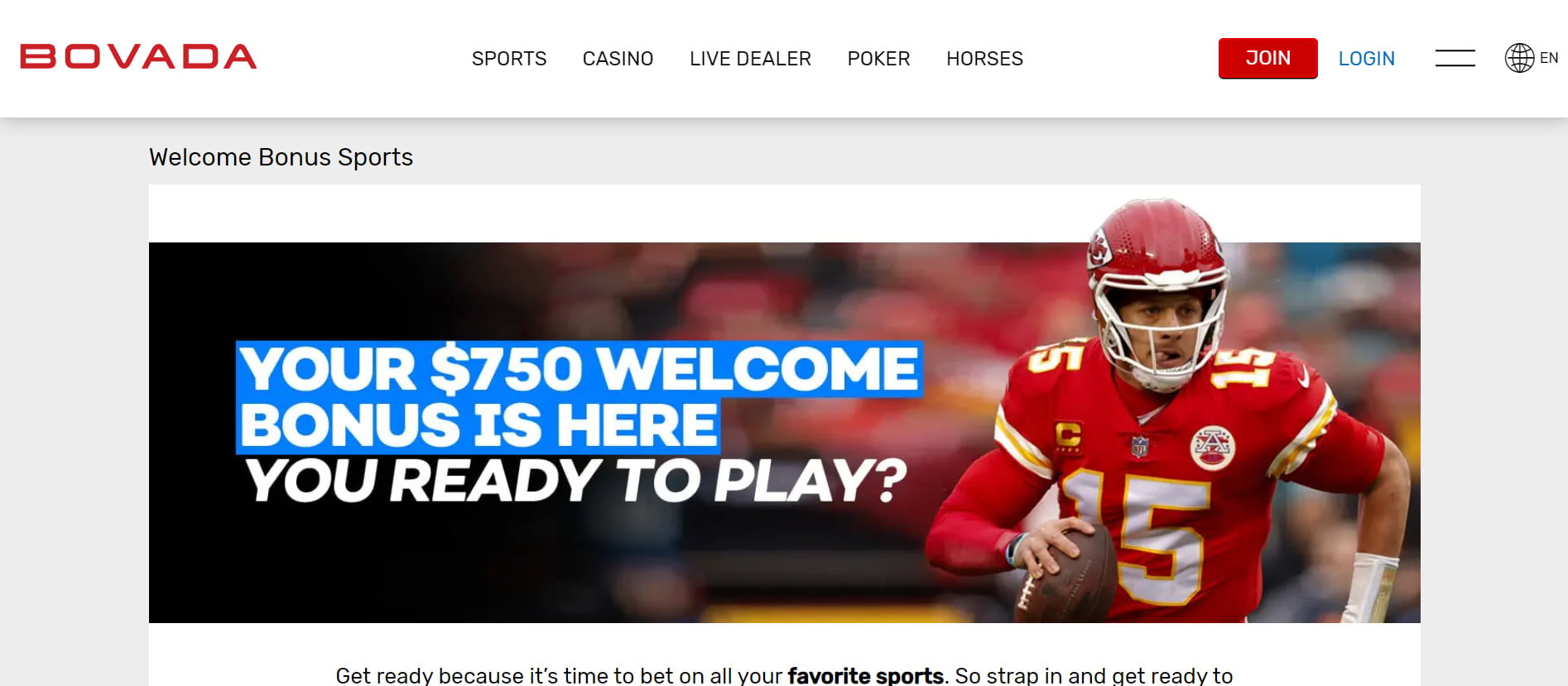 Sportsbook promos at Bovada welcome bonus