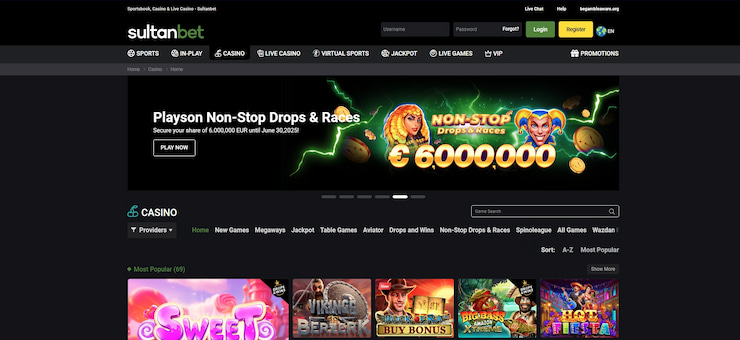 Sultanbet Casino homepage