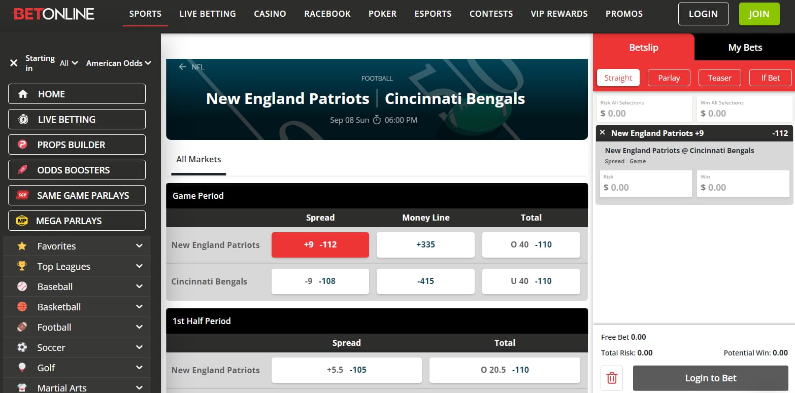 vermont sports betting betonline nfl new england