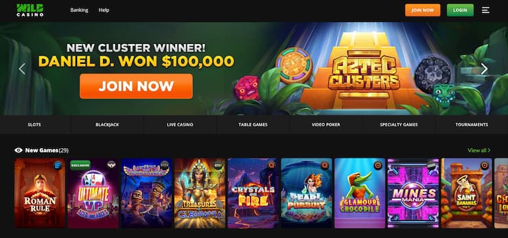 Wild Casino homepage 