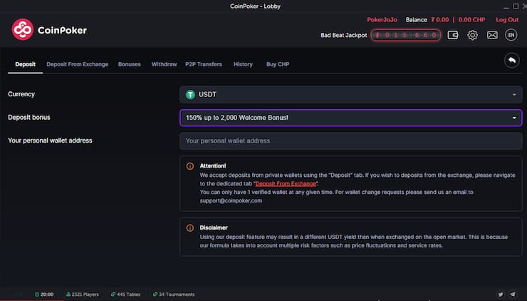 Coinpoker deposit funds form