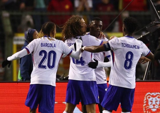 France Celebrating after Scoring Against Belgium