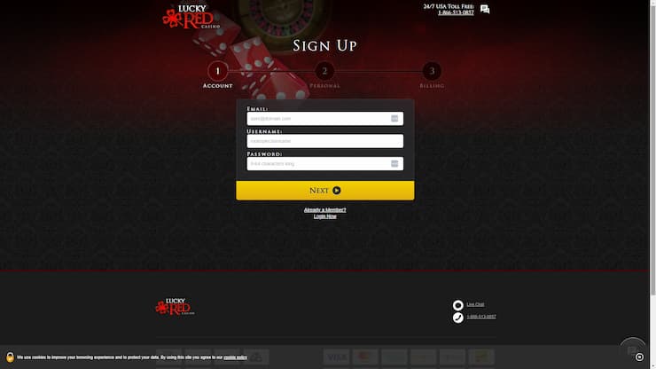 Lucky Red Casino sign up form