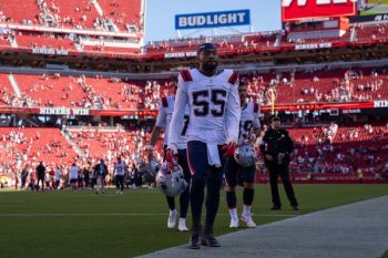 New England Patriots linebacker Joshua Uche (55).