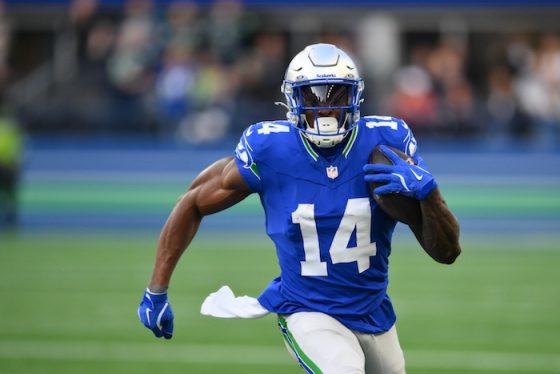 Seattle Seahawks wide receiver DK Metcalf (14) carries the ball.