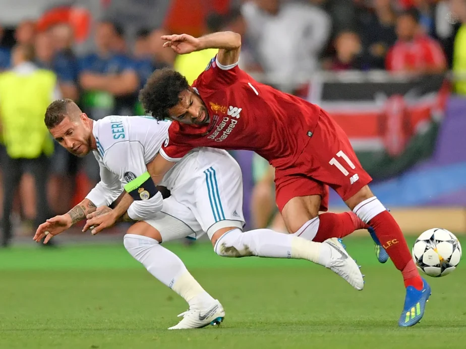 Sergio Ramos Brings-Down Mohamed Salah Liverpool vs Real Madrid