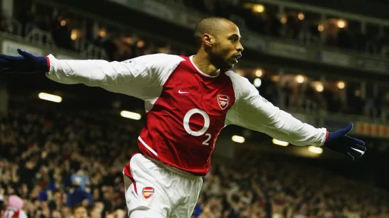 Thierry Henry Celebrating After Scoring for Arsenal