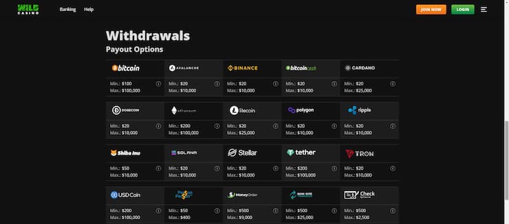 Wild Casino withdrawal options