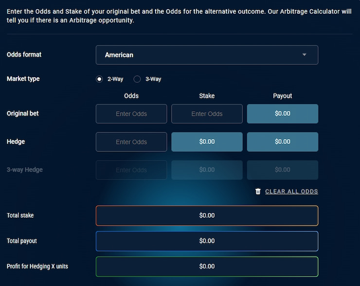 arbitrage betting - arbitrage calculator