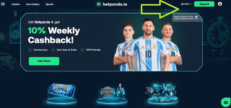 make a deposit in Betpanda