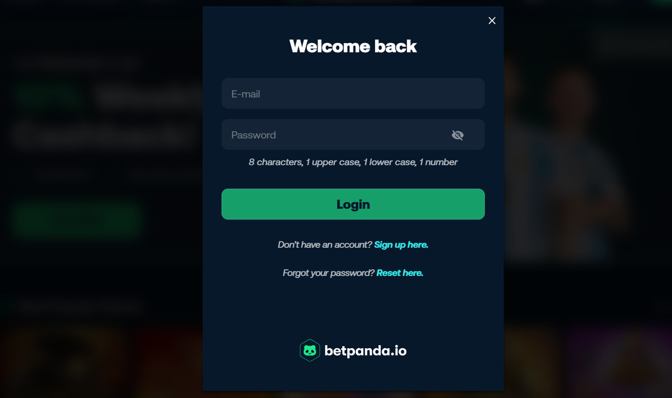 Betpanda registration form