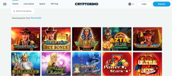 Cryptorino - one of the best Novomatic casinos