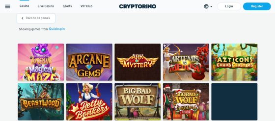 Cryptorino - one of the most trusted Quickspin online casinos