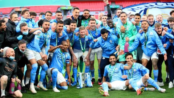 Manchester City Celebrating EFL Cup Victory in 2020-21