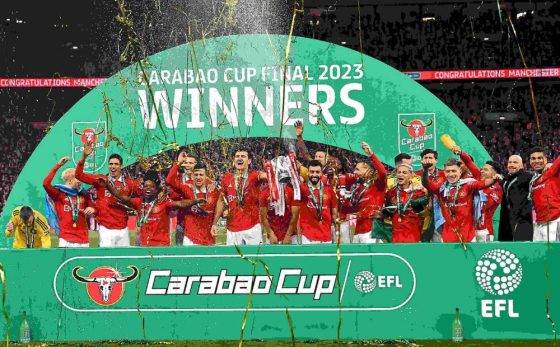 Manchester United Celebrating Carabao Cup Victory in 2022-23