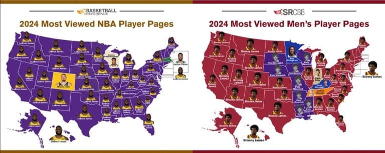 49 Of 50 States Had Either LeBron Or Bronny As Most Viewed Page